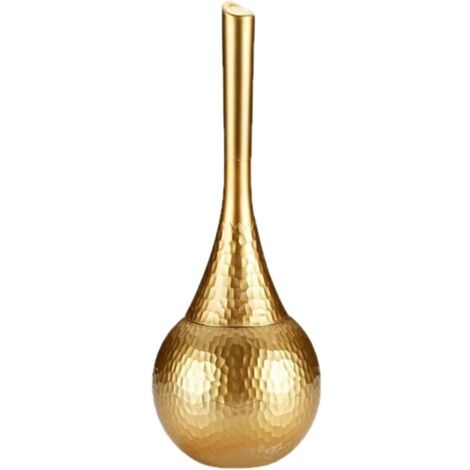 Brosse de Toilette dorée, Cuvette de Toilette en Plastique 15 Pouces, Brosse et Support avec poignée antidérapante Confortable pour Salle Bain, Manche Long