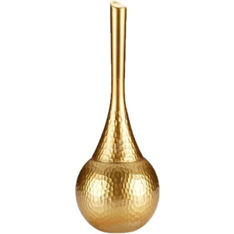 Brosse de Toilette dorée. Cuvette de Toilette en Plastique 15 Pouces. Brosse et Support avec poignée antidérapante Confortable pour Salle Bain. Manche Long