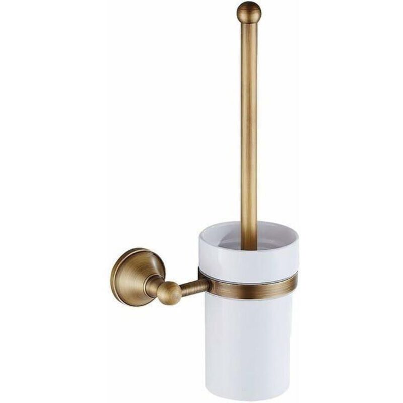 Brosse de Toilette en Laiton Antique Ensemble de Porte-Brosse avec Un Tasse en Ceramique