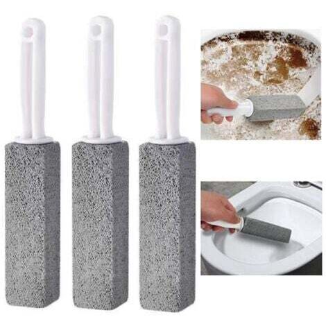 Brosse de toilette en pierre ponce 3 pièces (grise, 3.8X3.8X23.5CM), nettoyage des toilettes domestiques, gris lime