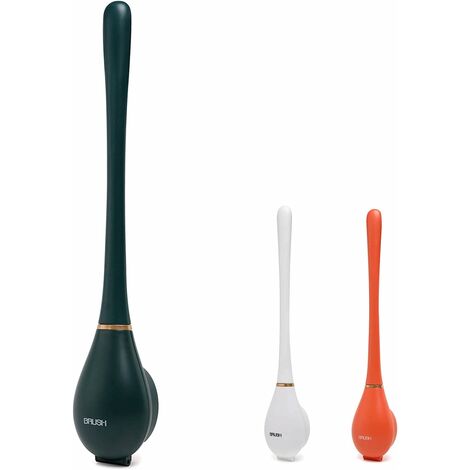 Brosse de toilette en silicone avec support, brosse de toilette automatique pour salle de bain- Longue poignée antidérapante et support mural à séchage rapide - Base de ventilation facile à assembler