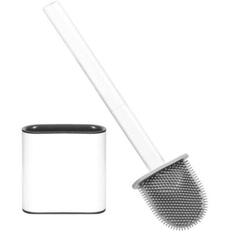 Brosse de Toilette en Silicone, Brosse WC avec Support à séchage Rapide, Brosse de Toilettes Détachable à Manche Long, Balai WC Montage Mural/au Sol pour Salle de Bain