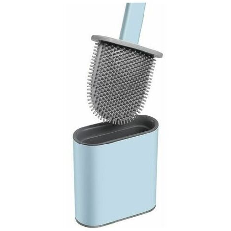 Brosse de toilette en silicone LMLY avec support, brosse de toilette suspendue, brosse de toilette antibactérienne pour salle de bain, bleue-AquaForge