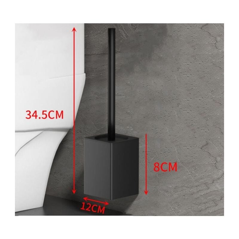 Brosse de toilette espace aluminium brosse de toilette sans coin mort lave - vaiss brosse murale sans perforation maison toilette nettoyage, noir