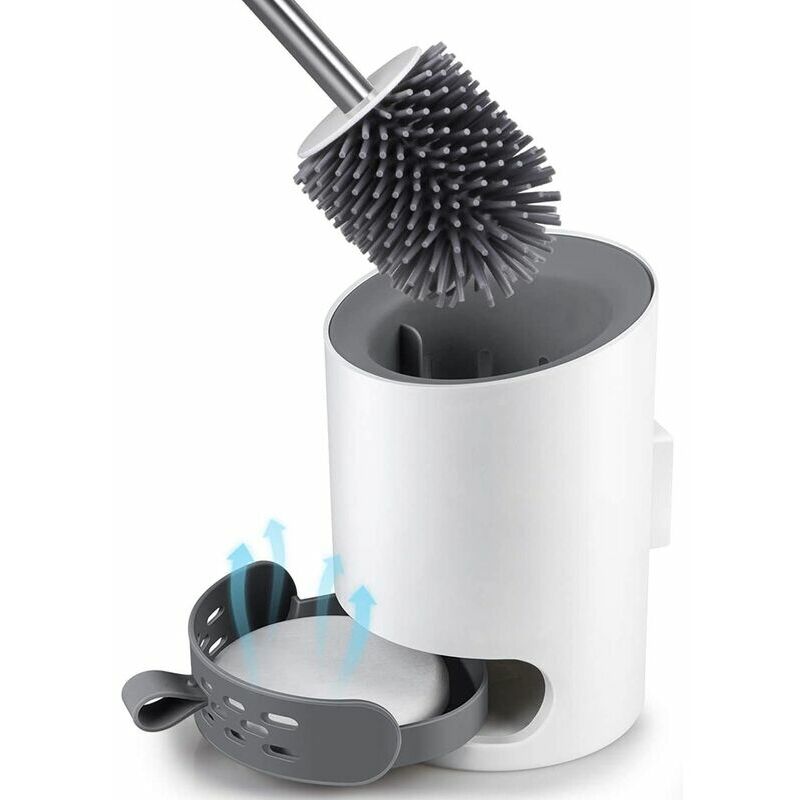 Brosse de toilette et ensemble de support, brosse de toilette ensemble de brosse de nettoyage de cuvette de toilette fixée au mur pour l'organisation