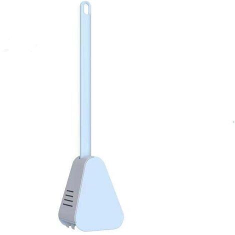 Brosse de toilette Golf à long manche, brosse de toilette murale en silicone bleue