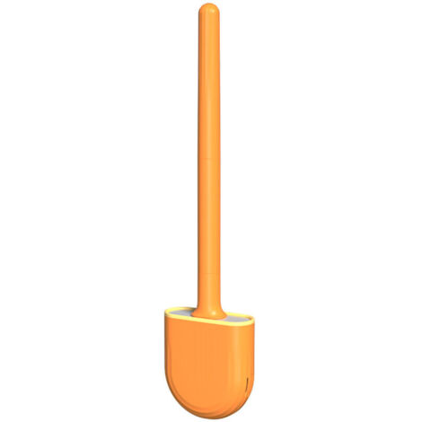Brosse de toilette murale, mini brosse de nettoyage de toilettes de salle de bain avec poignée amovible, orange vitalité
