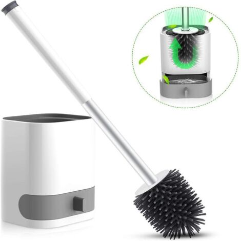 Brosse de toilette WOWGO, brosse de toilette suspendue, brosse de toilette en silicone avec poignée amovible-AquaForge