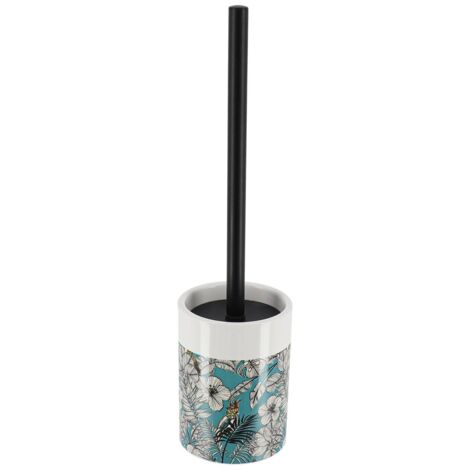 Brosse dolomite tige inox noir imprime - jungle fever bleu - Tendance