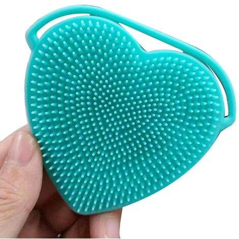 Brosse Double Face en Silicone en forme de cur, pour le nettoyage du visage, exfoliante,Green