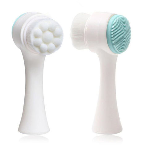 Brosse Double Face en Silicone pour le nettoyage du visage, outil de soins de la peau, nettoyant pour le Massage du visage, brosse démaquillante, outils de beauté,CHINA,Big Dots-Blue