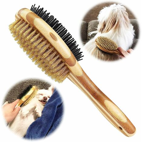 Brosse double face pour chien/chat, peigne de toilettage pour chien pour le massage et la mue, poils doux, idéal pour les animaux à poils courts, moyens et longs.