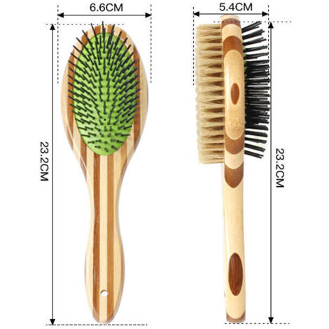 Brosse double face pour chien/chat, peigne de toilettage pour chien pour massage et épilation, poils doux, convient aux animaux à poils courts, moyens et longs 23,26,65,4 cm