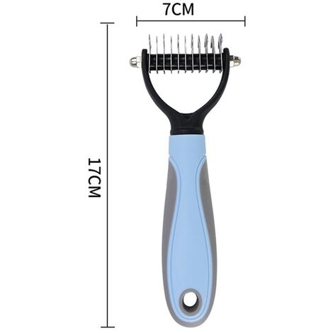 Brosse Double face pour chiens, peigne d&39épilation et outil d&39épilation, utilisé pour enlever les tapis et les emmêlements, la meilleure brosse de toilettage pour animaux de compagnie,Blue S