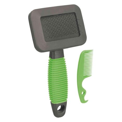 Brosse doux, en plastique/poils en métal 7 × 13 cm, vert