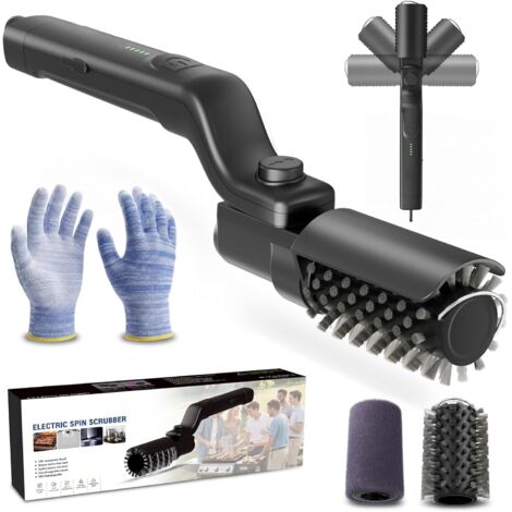 Brosse Électrique Barbecue Rechargeable,Nettoyeur de Gril 3 Vitesses,Angle Réglable 180°, Anti-Éclaboussures pour Grilles, Planchas et Cuisine