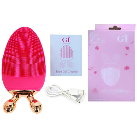 Brosse électrique de nettoyage du visage en Silicone, masseur de visage, nettoyeur de vibrateur ultrasonique, outil de soins de la peau, Machine de beauté,GH-Rose