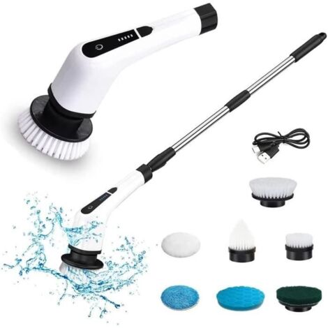 Brosse Electrique Nettoyage Rotative, Brosse de Nettoyage sans Fil avec 7 Têtes de Brosse Remplaçables