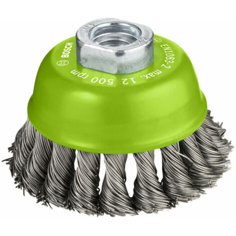 Brosse en acier inoxydable (brosse boisseau) 75 mm 05 mm M14  BOSCH 2608622060