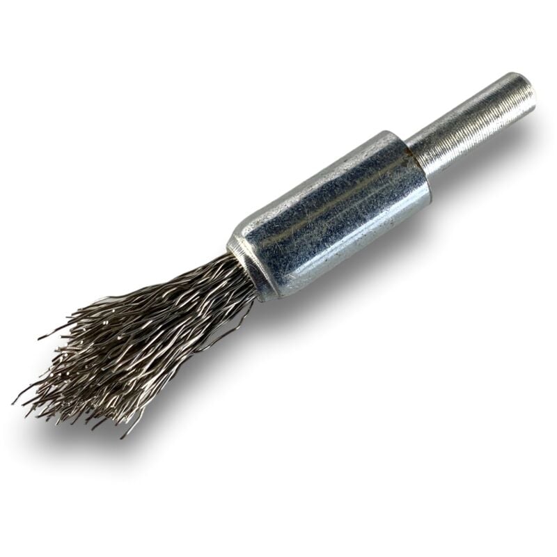 Kibros - Brosse en bout sur tige Fil inox dur Forme pointe Diamètres variés - Quantité x 1 - ø 12 mm - inox - Dure