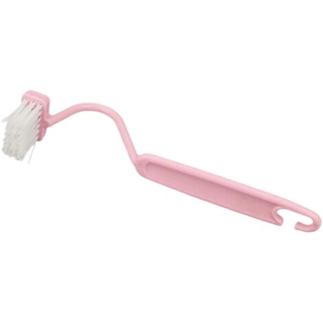 Brosse en forme de S à poils souples Brosse coudée pour le nettoyage des toilettes, des cuisines et des salles de bain, rose