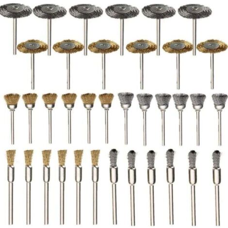 Brosse en laiton, 36 pièces, roues en fil d'acier, brosses, perceuse, outils rotatifs, polissage, outils rotatifs Dremel