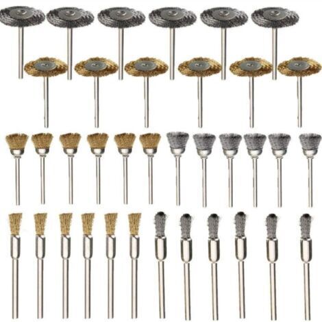 Brosse en laiton, 36 pièces, roues en fil d'acier, brosses, perceuse, outils rotatifs, polissage, outils rotatifs Dremel