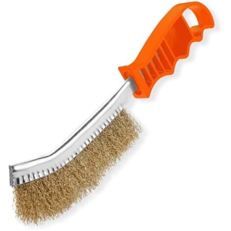Brosse en Laiton avec Manche en Plastique - Borsse métallique en Acier Polyvalente Nettoyage Décapage - Bricolage