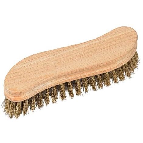 Brosse en laiton, bois, forme S, laiton