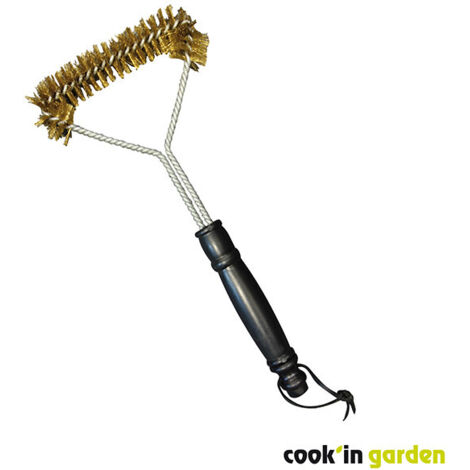 Brosse en T pour grille – Manche en bois – Accessoire de cuisson pour barbecue – Nettoyage efficace des grilles – Garden Max