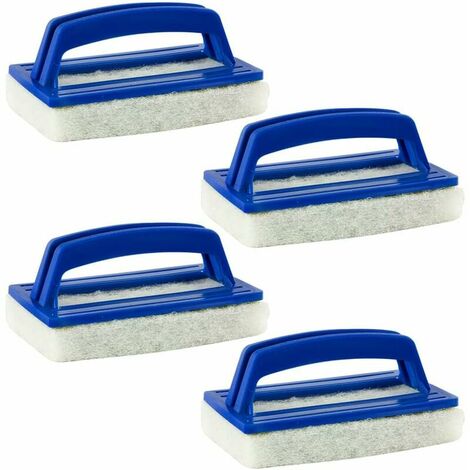 Brosse éponge brosse ligne d'eau, brosse de nettoyage de piscine en plastique avec poignées de brosse, outil de nettoyage pour nettoyer les murs des sols de la piscine du spa, 4 pcs -bleu