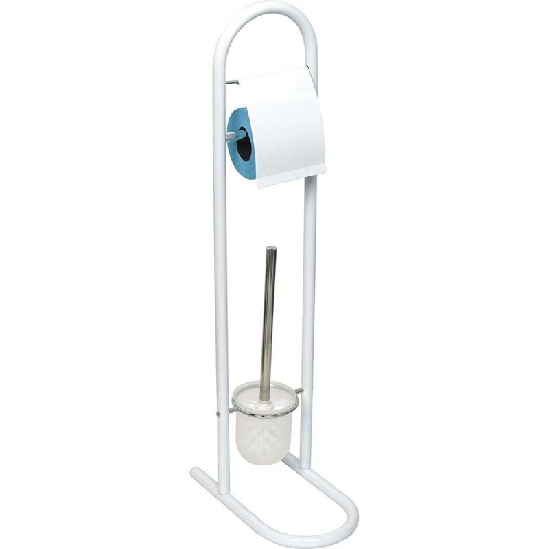 Brosse et derouleur papier wc metal peint promo - blanc Tendance