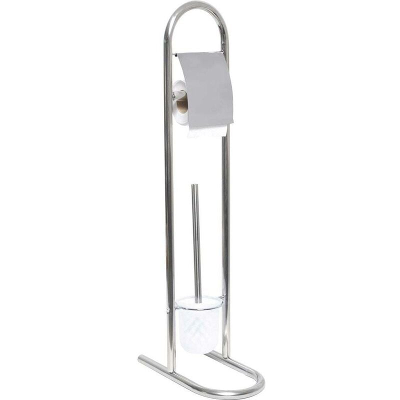 Brosse et derouleur papier wc acier inoxydable promo - chrome Tendance