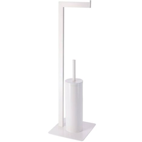 Brosse et derouleur papier wc metal - blanc - Tendance