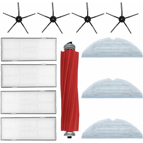 Brosse Filtre Lingettes Pièces De Rechange Accessoire Set pour Xiaomi Roborock S7 T7 T7S T7 Plus T7S Plus Robot Aspirateur (1 Brosse Principale + 4 Brosses Latérales + 4 Filtres + 3 Chiffons De Nettoy