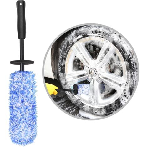 Brosse Jantes Voiture, 40 cm Brosse de Nettoyage en Microfibre pour Jante sans Partie Métallique, Brosse de Roue de Voiture