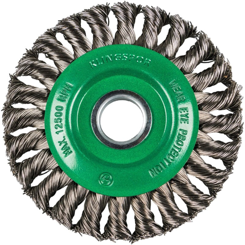 358343 brosse ronde torsadée en acier inoxydable 0,5 125 x 14 x 22,23 mm - Klingspor