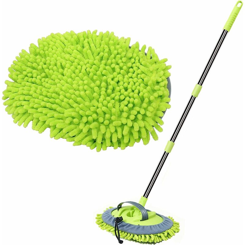 Brosse Lavage Voiture 120cm Chenille Microfibre Balai à Long Manche Anti Rayure 2 in 1 Nettoyage Perche Telescopique Nettoyage Voiture Brosse Voiture