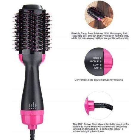 Brosse Lissante Chauffante Ionique, sèche-cheveux en une étape 3 en 1 avec fonction anti-brûlure