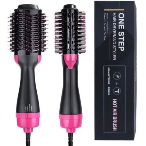 Brosse Lissante Chauffante Ionique, sèche-cheveux en une étape 3 en 1 pour salon Ion négatif Lisseur à cheveux et peigne