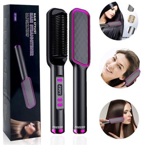 Brosse Lissante Chauffante pour Lisser et Boucles 30 RéGlages de TempéRature, Brosse Coiffante Anti-échaudage+Chauffage Rapide