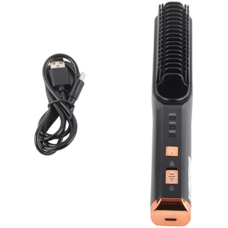 Brosse Lisseuse Électrique USB Rechargeable pour Lissage Rapide - Noir