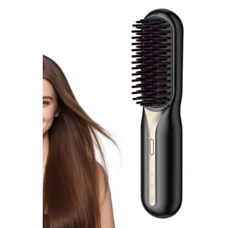 Brosse Lisseuse Pour Cheveux - Avec 3 Réglages De Température Outils De Coiffure,Lisseur En Forme De Brosse Pour Cheveux - Pour Les Déplacements En Extérieur Les Vacances Et Les Matinées