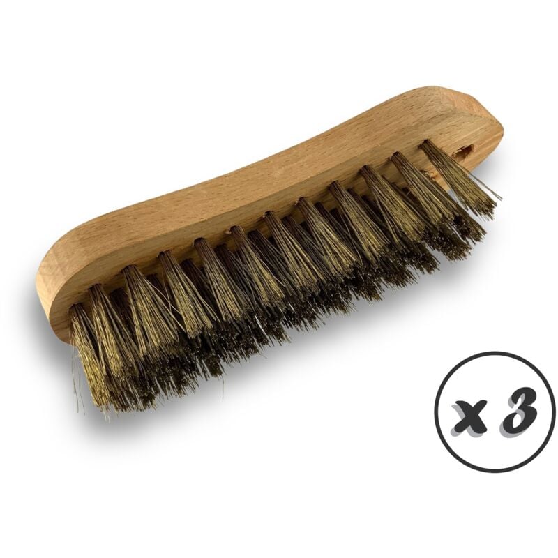 Brosse à main métallique Type violon Différents matériaux - Lot de 3 - Acier souple