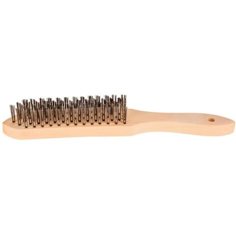 Brosse métallique à 5 rangées, manche en bois