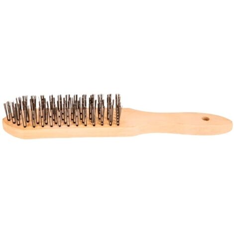 Brosse métallique à 6 rangées, manche en bois