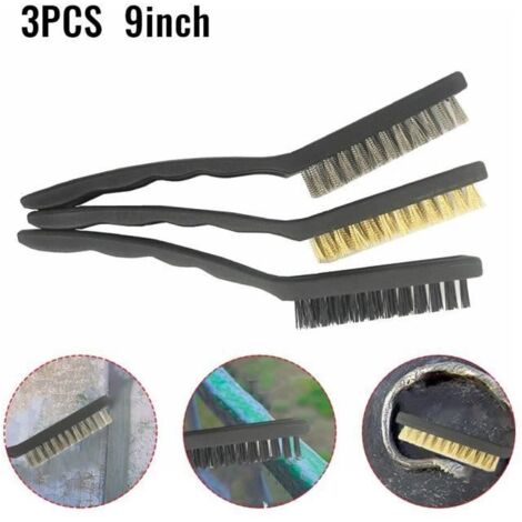 Brosse métallique à main, ensemble de 3 pièces, élimine la rouille, brosses en acier et en Nylon, Surface propre, en laiton, poils e