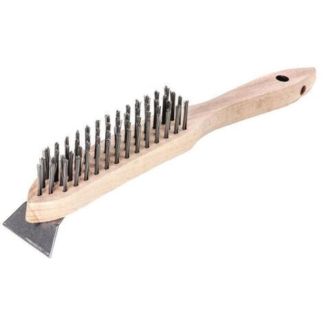 Brosse métallique avec spatule L.290mm 0,35mm fil d'acier lisse, à 4 rangées