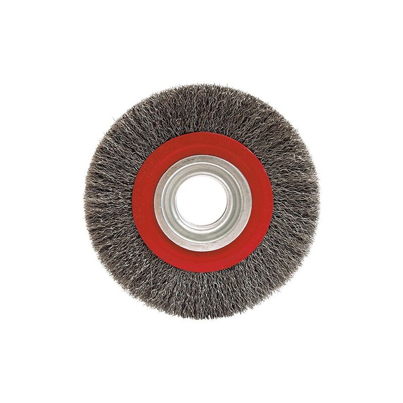 Brosse circulaire fil acier ondulé pour touret 0.30 mm D. 125 mm Al. 16 mm Ep. 20 mm pour métal - Décapage dur - LEMAN - 410.125