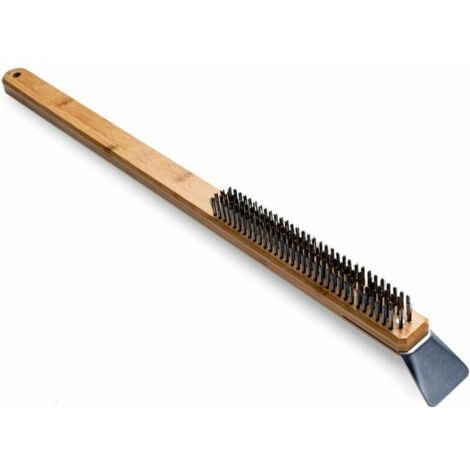 Brosse Metallique et racloir 2 en 1 pour Four a Pizza : Brosse de Nettoyage pour Pierre a Pizza et Grille Barbecue
